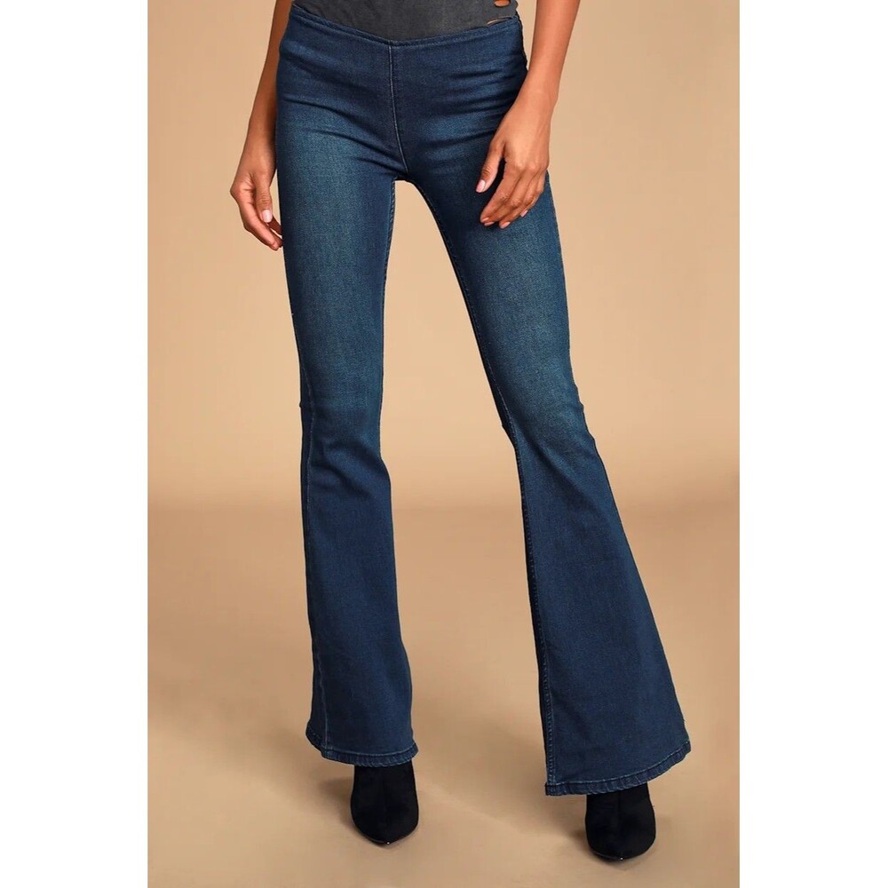 We The Free Penny Pull On Dark Wash Flare Jeans Size 27
